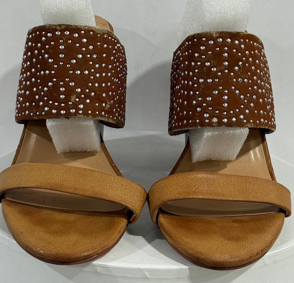 Sbicca Studded Block Heel Sandals Brown Mule Slides Boho Western Women's Size 7M